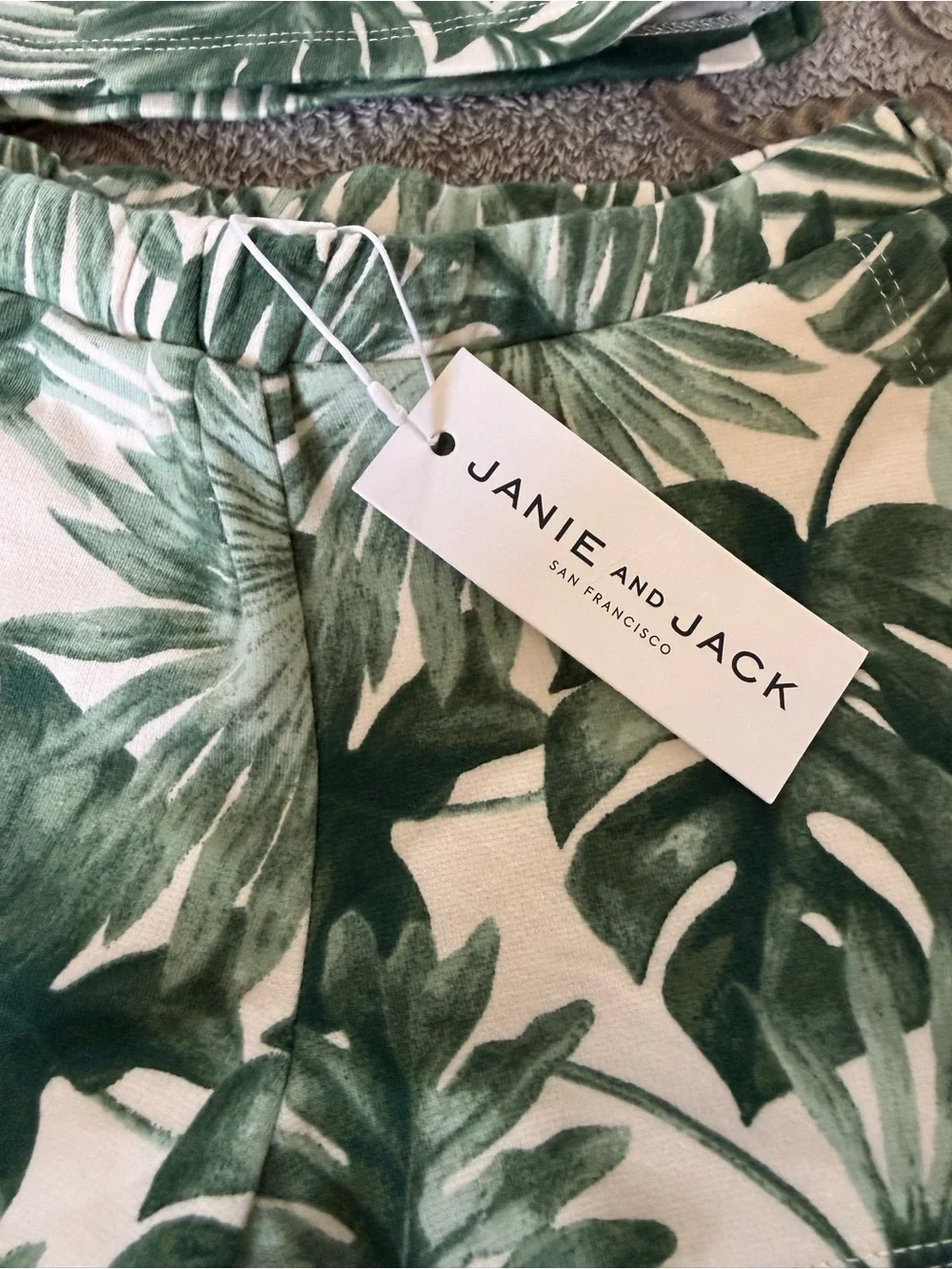 Janie and Jack Green Tropical Leaf Kids Matching Set NWT SIZE 2T